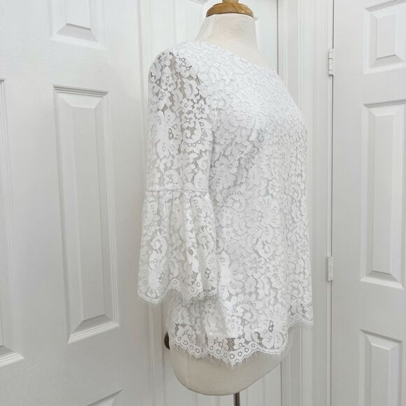 Sail to Sable Womens White Floral Layered Lace Blouse Top Size Medium NWT - Picture 2 of 6